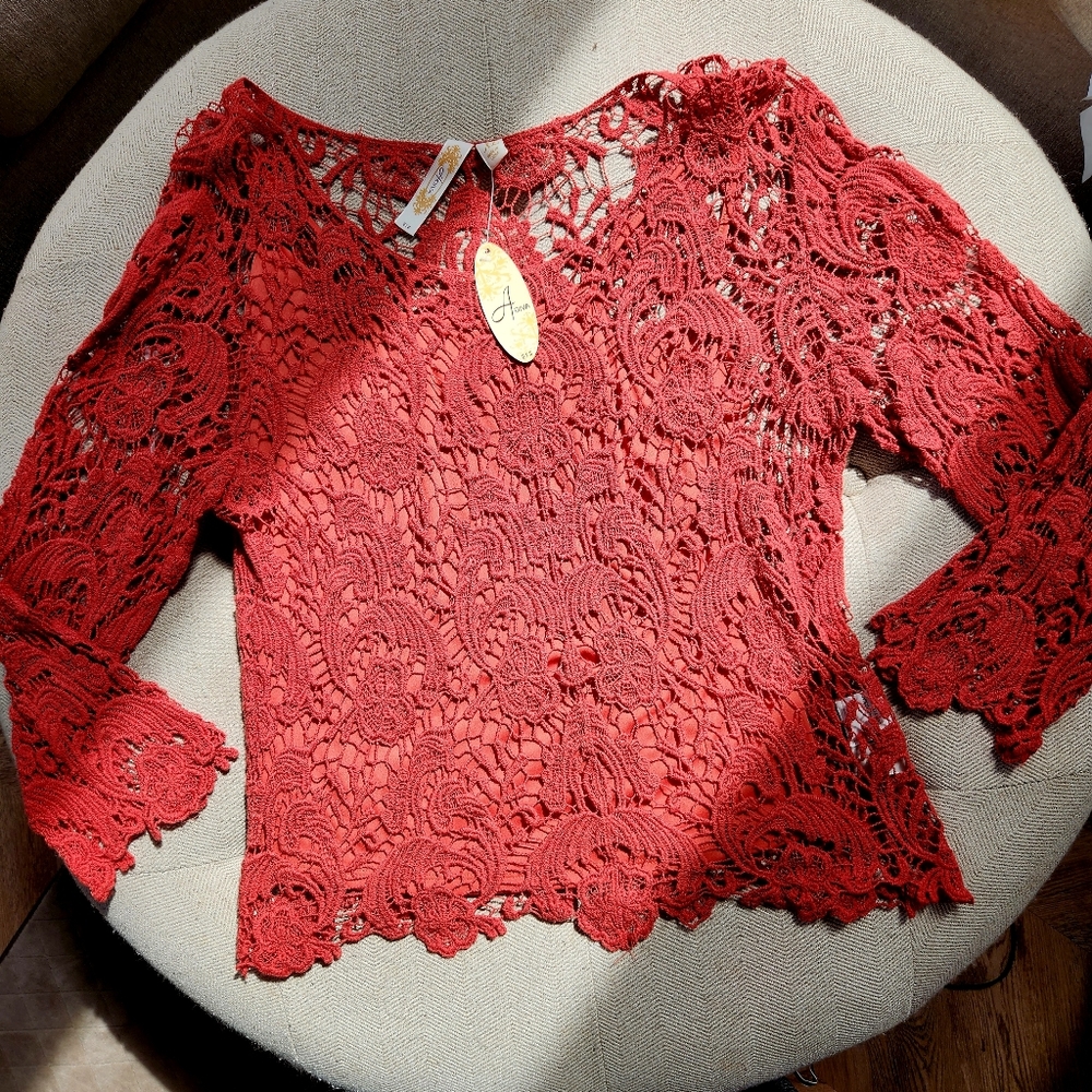 Adiva Russet Crochet Over Cami